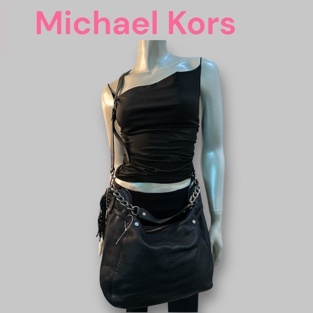 Michael Kors Black Ruched Top and Chain Strap Bag - Picture 2 of 11